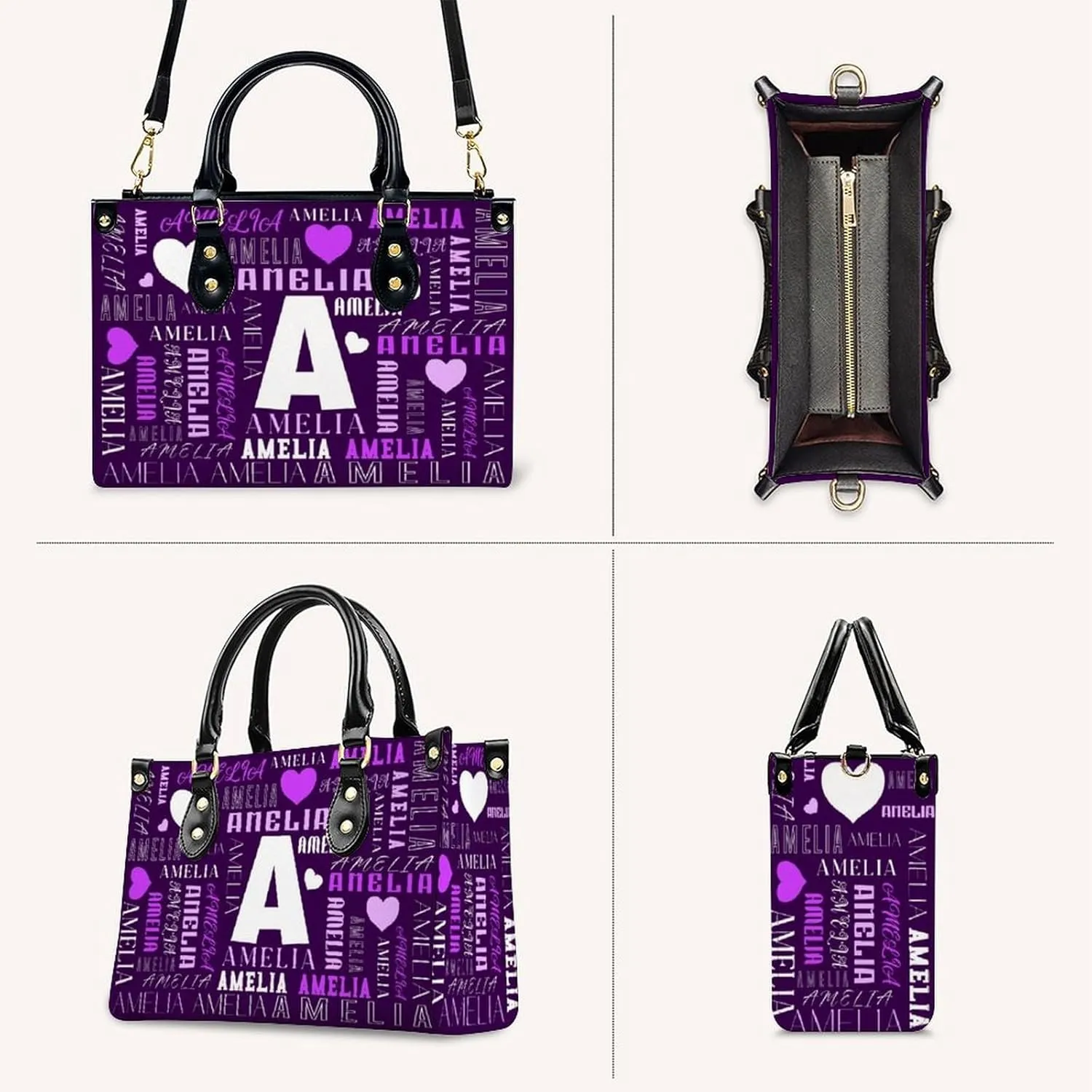 Personalized Handbag Gifts for Her - PU Leather Bags - Custom Women Tote Bag for Mother’s Day, Birthday, Wedding