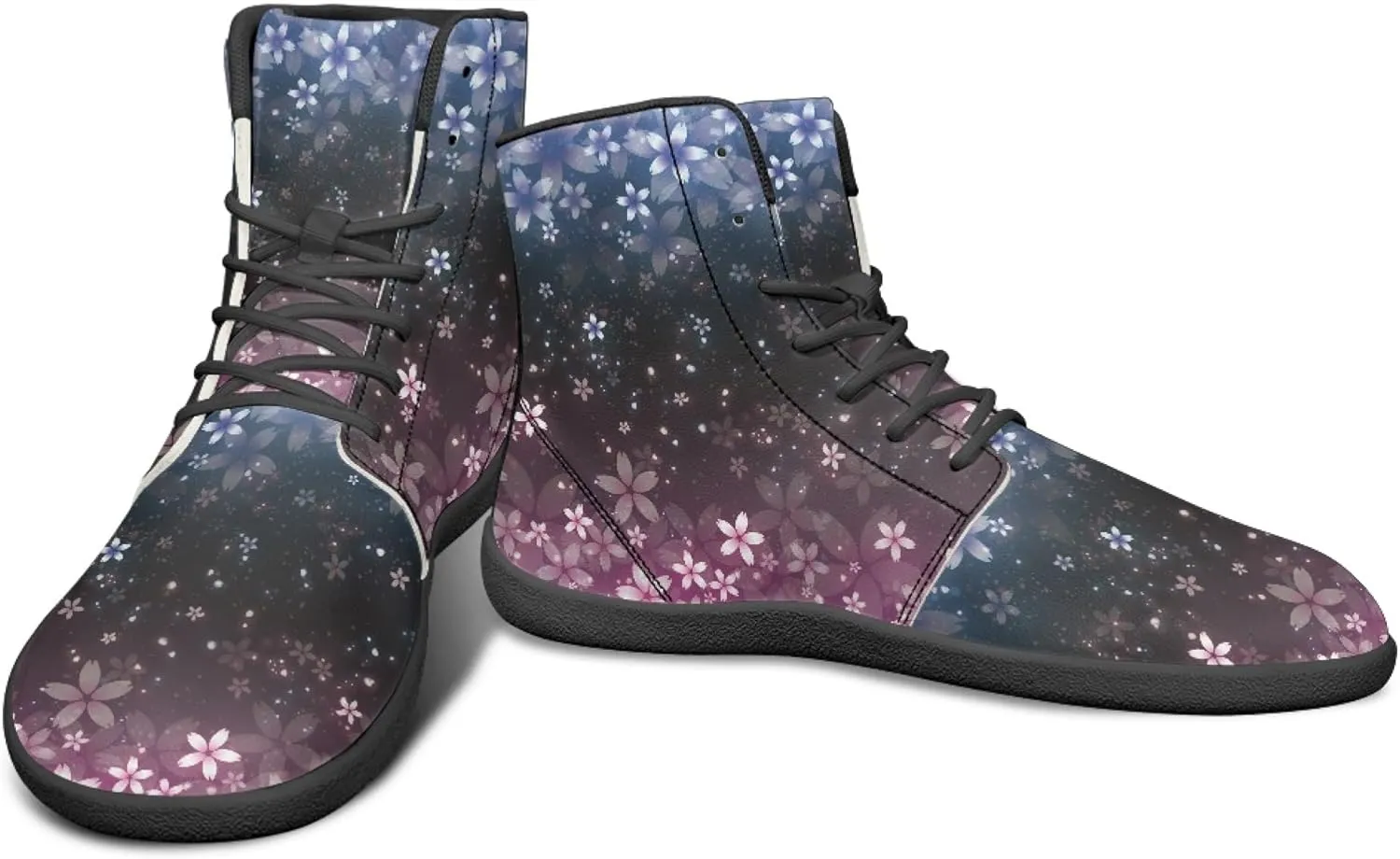 Personalized Print Sneakers for Men Women PU Leather High Top Barefoot Shoes