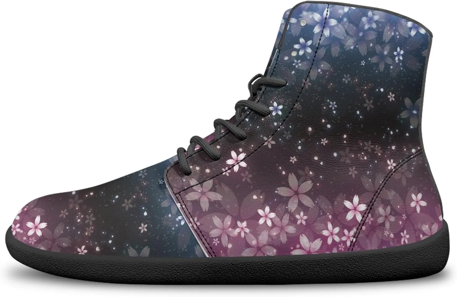 Personalized Print Sneakers for Men Women PU Leather High Top Barefoot Shoes