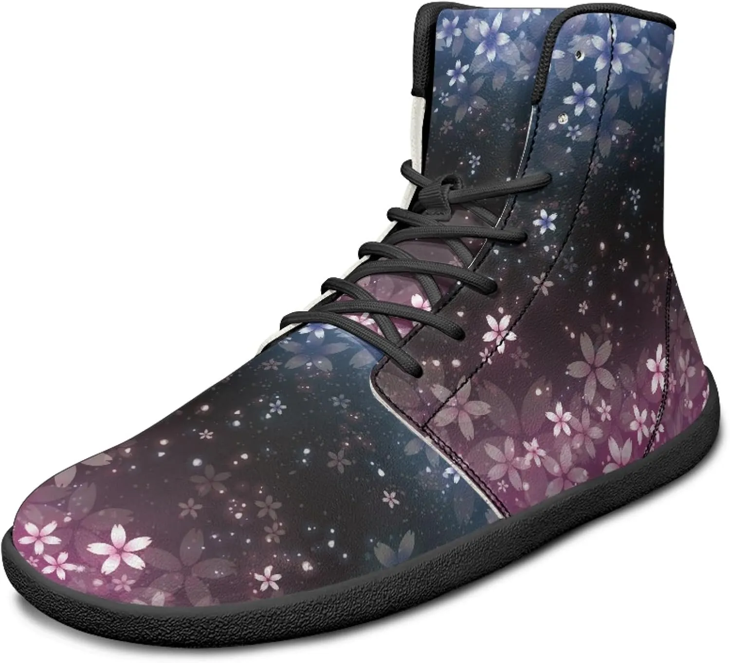 Personalized Print Sneakers for Men Women PU Leather High Top Barefoot Shoes