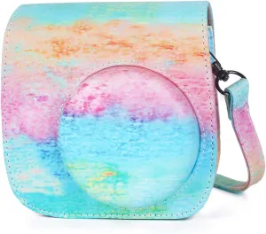 Phetium Instant mini 12 Camera Protective Case Compatible with Instax Mini 12 11,PU Leather Bag with Pocket and Adjustable Shoulder Strap (Rainbow)