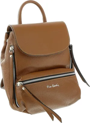 Pierre Cardin Brown Leather Small Fashion Backpack for womens