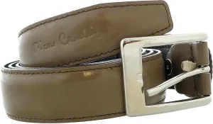 Pierre Cardin Shiny Taupe Classic Silver D-Ring Adjustable Belt Adjustable Mens Belt-38 for Mens