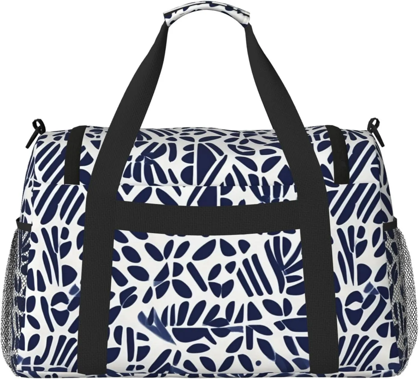 Polynesian Tribal Pattern Travel Duffel Bag With Zippers And Handles, Big Foldable Duffle Bag For Family Vacations