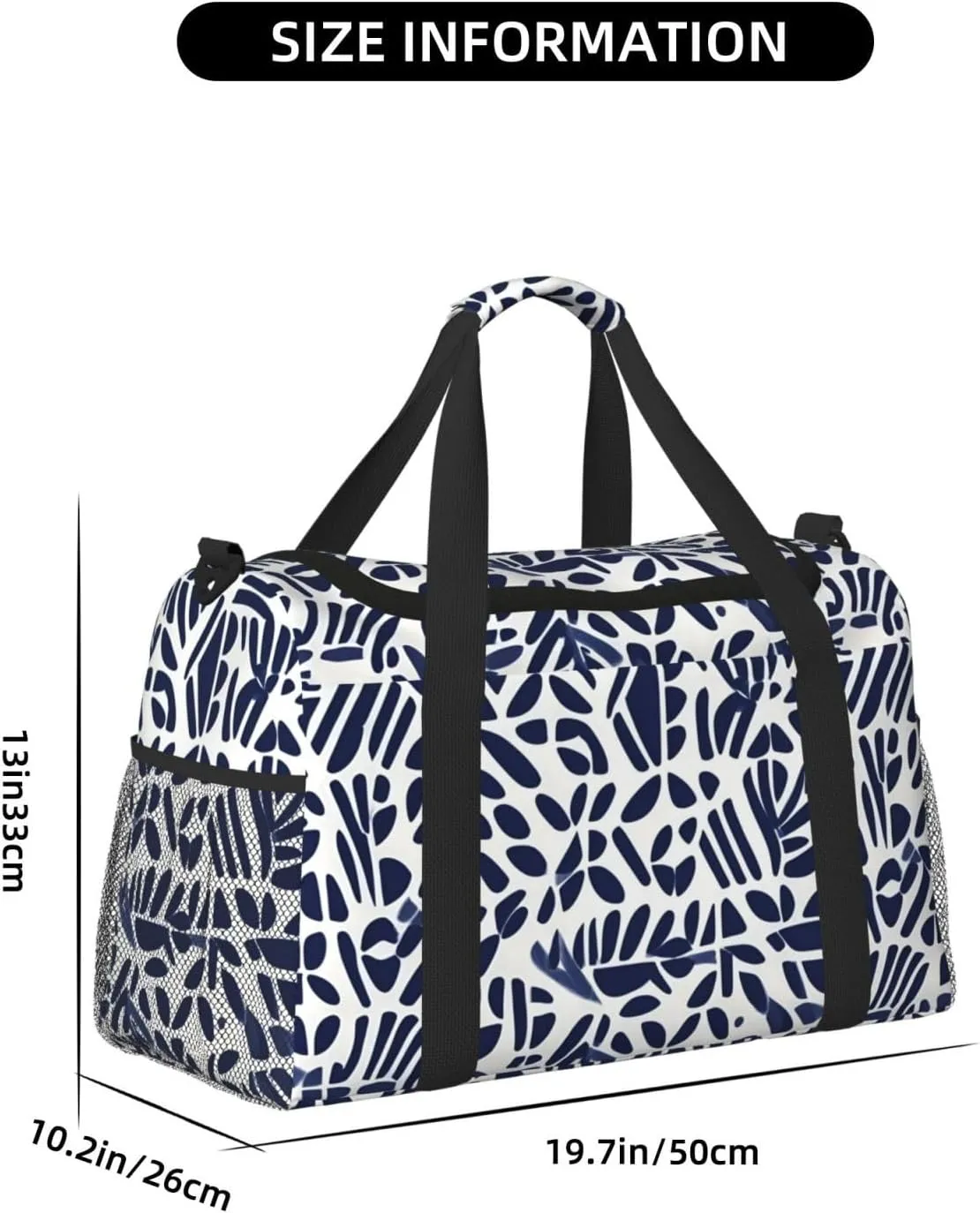 Polynesian Tribal Pattern Travel Duffel Bag With Zippers And Handles, Big Foldable Duffle Bag For Family Vacations