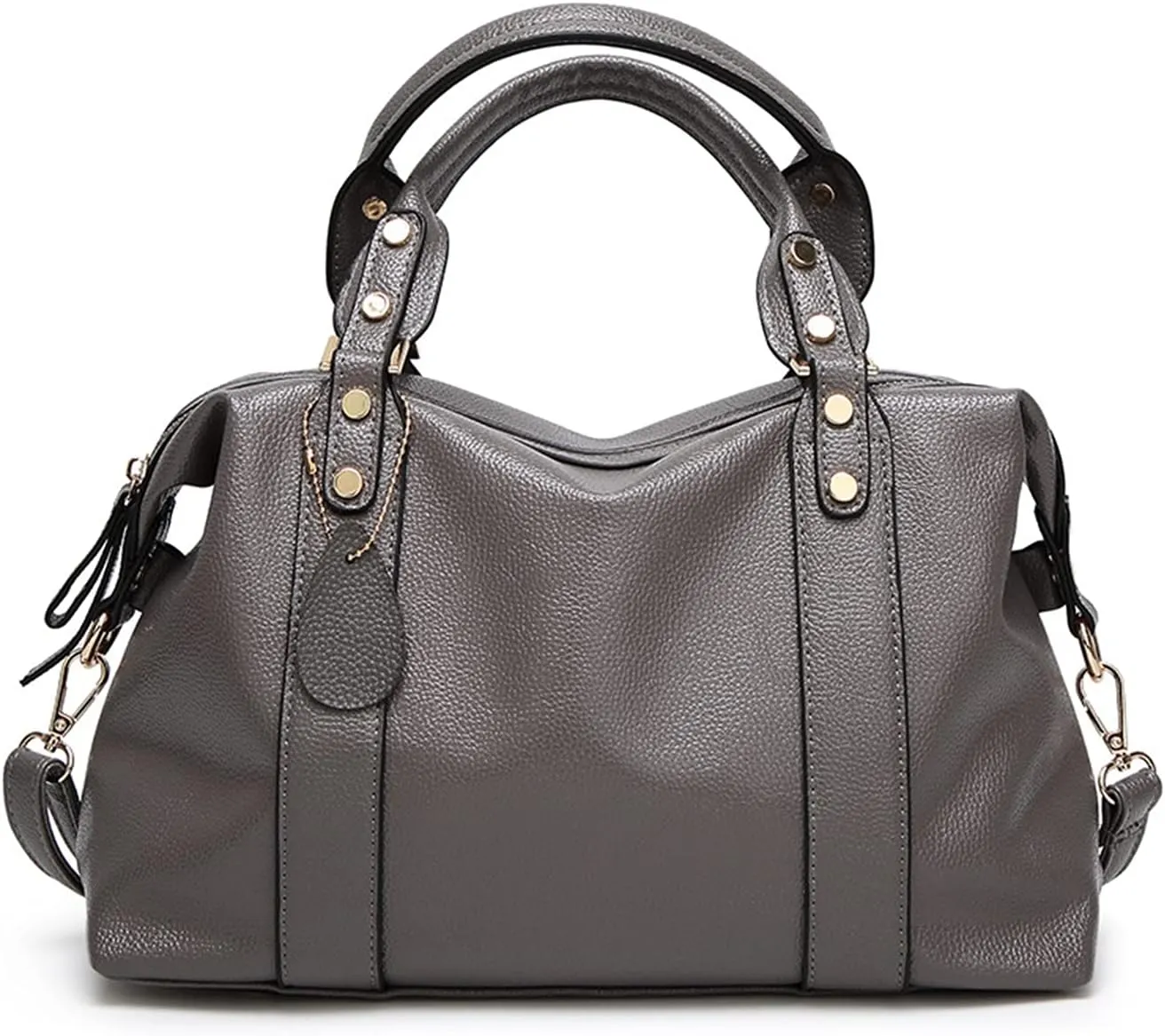 PORRASSO Elegant Handbag - Ladies Shoulder Crossbody Top-Handle Bag - Waterproof PU Leather - Grey