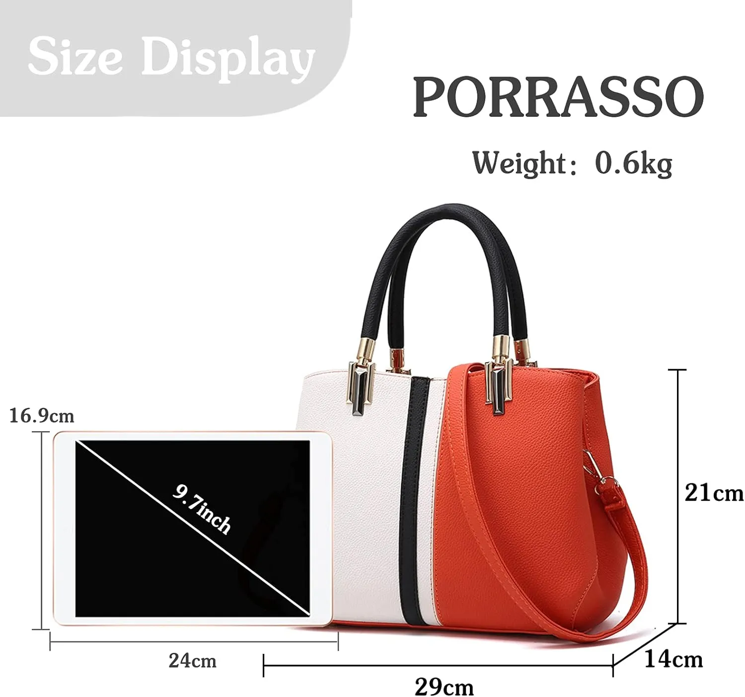PORRASSO Women Handbag Fashion Top-Handle Bags Ladies Tote Shoulder Bag Female