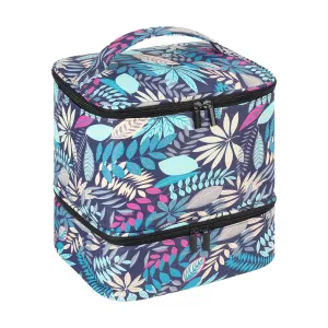 Portable Nail Polish Storage Bag with UV Light Case - Holds 30 Bottles and 1 UV LED Nail Lamp, Double-Layers Nail Dryer Case for Gel Nail Polish Kit, Nail Art Decorations （Leaves）