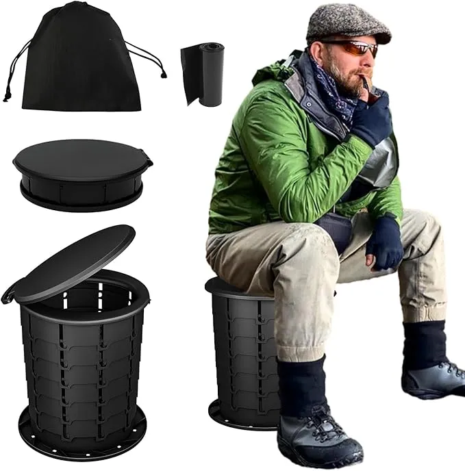 Portable Toilet for Camping, Luggable Loo Cortable Toilet, Adjustable Height Travel Toilet for Adults Kids, Foldable Portable Toilet for Camping Car Hiking Boat Trips Beach