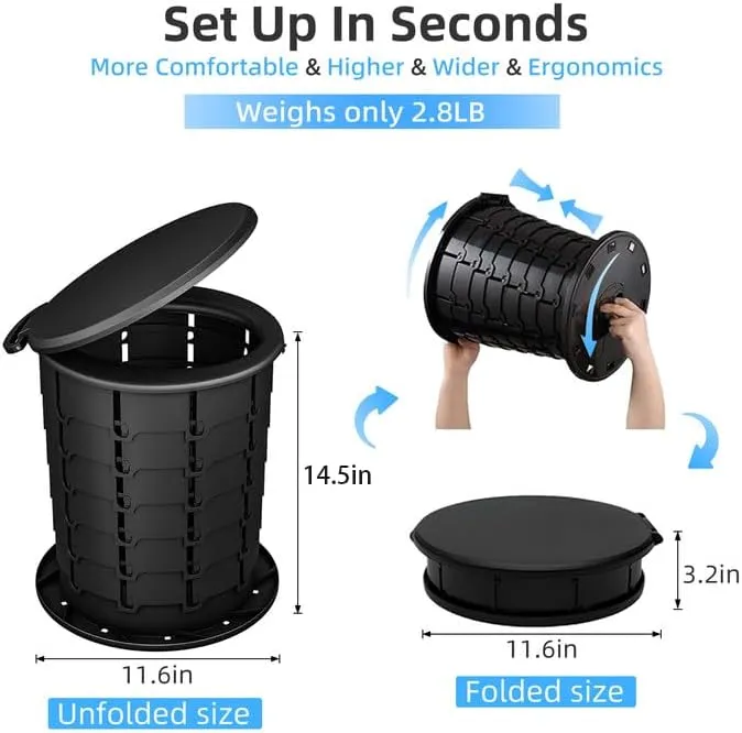 Portable Toilet for Camping, Luggable Loo Cortable Toilet, Adjustable Height Travel Toilet for Adults Kids, Foldable Portable Toilet for Camping Car Hiking Boat Trips Beach