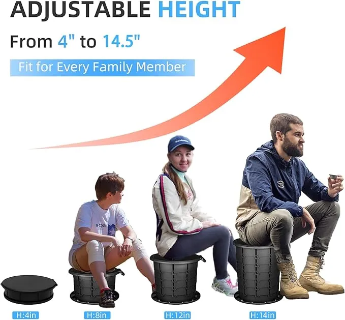Portable Toilet for Camping, Luggable Loo Cortable Toilet, Adjustable Height Travel Toilet for Adults Kids, Foldable Portable Toilet for Camping Car Hiking Boat Trips Beach