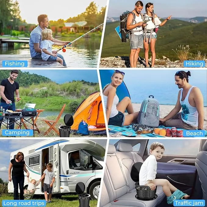 Portable Toilet for Camping, Luggable Loo Cortable Toilet, Adjustable Height Travel Toilet for Adults Kids, Foldable Portable Toilet for Camping Car Hiking Boat Trips Beach