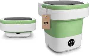Portable Washing Machine,12L Upgraded Foldable Mini Washer and Spin Dryer with Deep Cleaning of Underwear, Baby Clothes and Small Clothes for Apartments, Dormitories