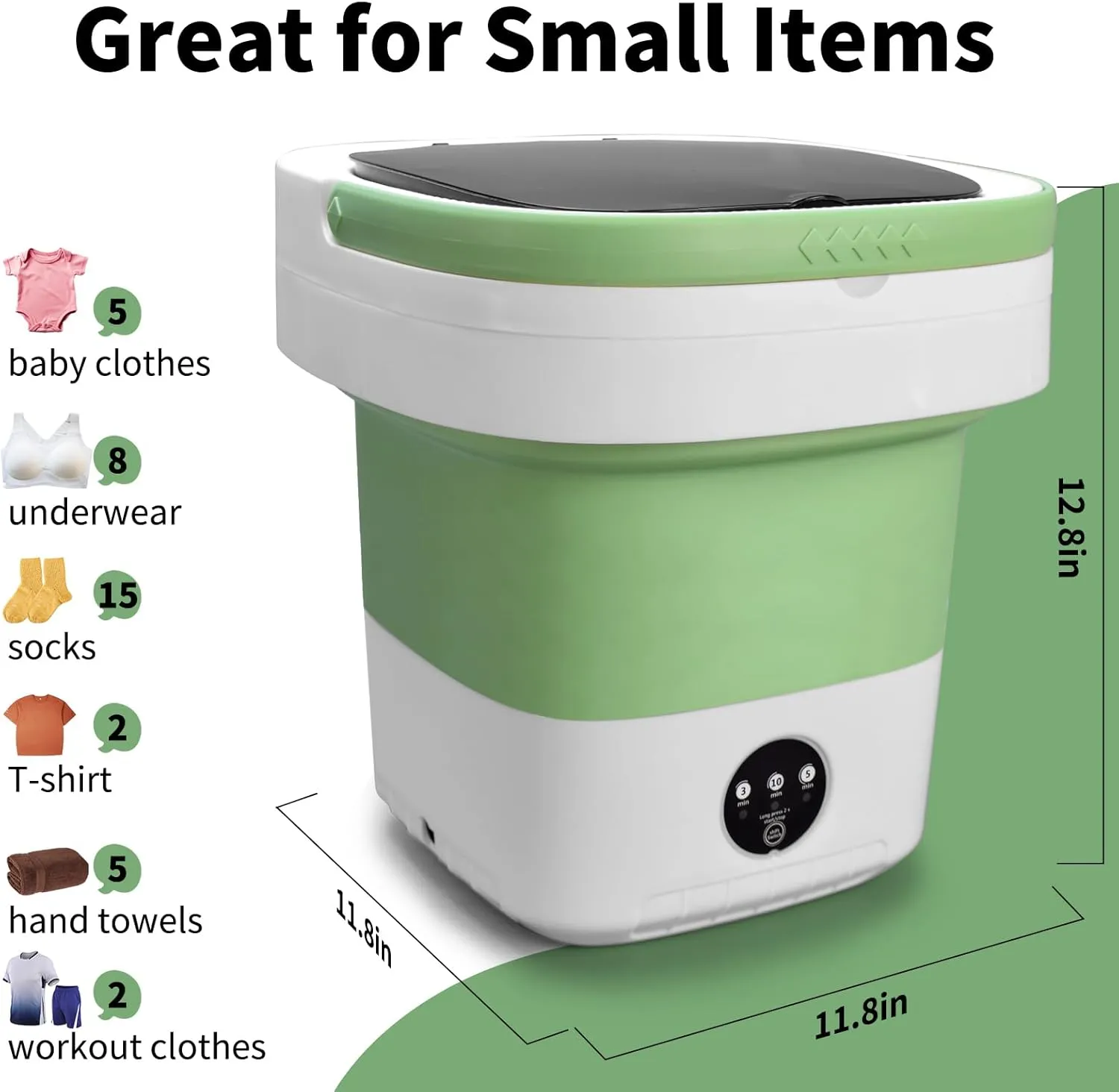 Portable Washing Machine,12L Upgraded Foldable Mini Washer and Spin Dryer with Deep Cleaning of Underwear, Baby Clothes and Small Clothes for Apartments, Dormitories