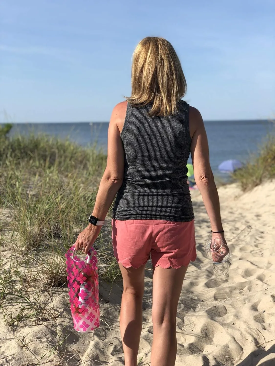 Portable Wine Chiller Bag - Cooler Tote uses Ice & Water, No Freezing Needed, Best Gift Bag for Women & Men, Take Wine to Go & Outdoors, Keep Wine Insulated on Patio & Pool (Hot Pink)