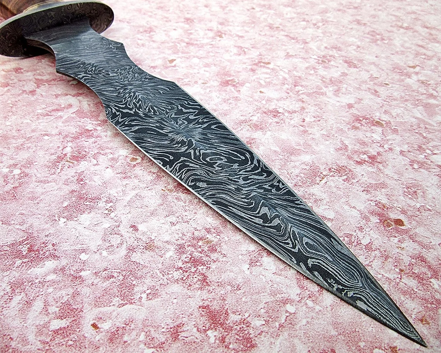 Poshland DG-71 Handmade Damscus steel leather handle Knife - Double Edge