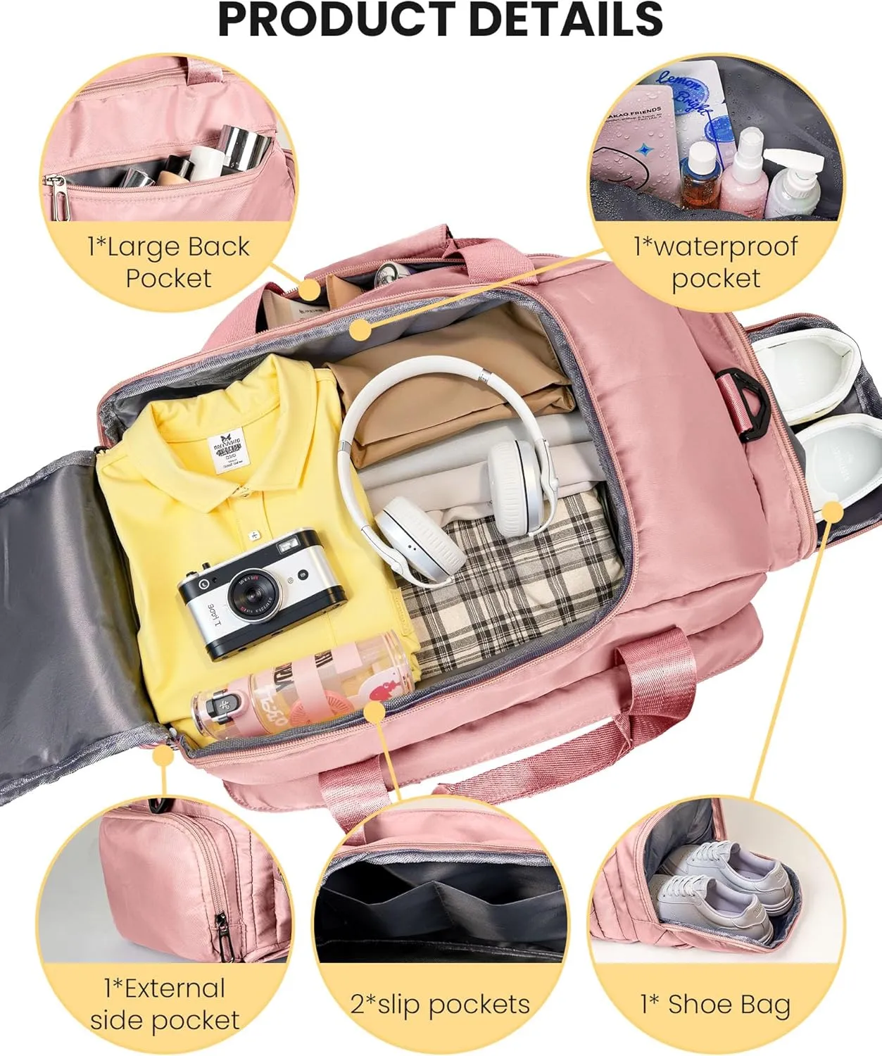 Preppy Gifts, Initial Gym Bags with Shoe Compartment, Personalized Girl Duffel Bag, Monogram Kid Overnight Bags, Teen Weekend Bag-Cute Trendy Stylish Stuff for Bestie (Letter M)