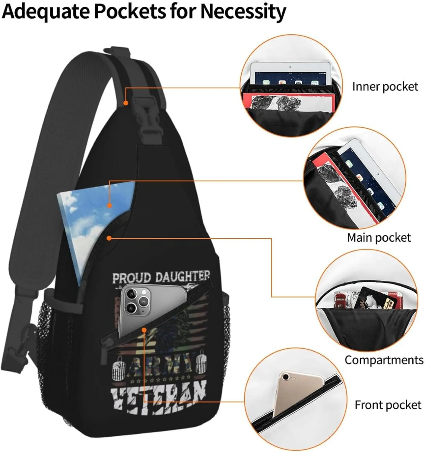 Proud Football Mom Cheetah Print Sling Bag Adjustable Crossbody Bag Casual Chest Bags Travel Shoulder Backpack