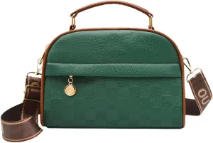 PU Leather Shoulder Bag for Women Small Purse with Detachable Wide Strap Retro Top Handle Bag