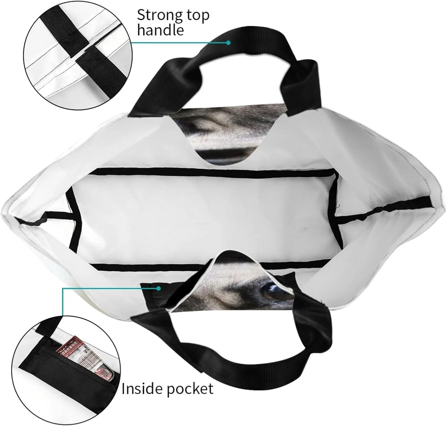Pug Dog Tote Bag Shopping Bag Portable Handbags Tote Shoulder Bucket Bags for Women
