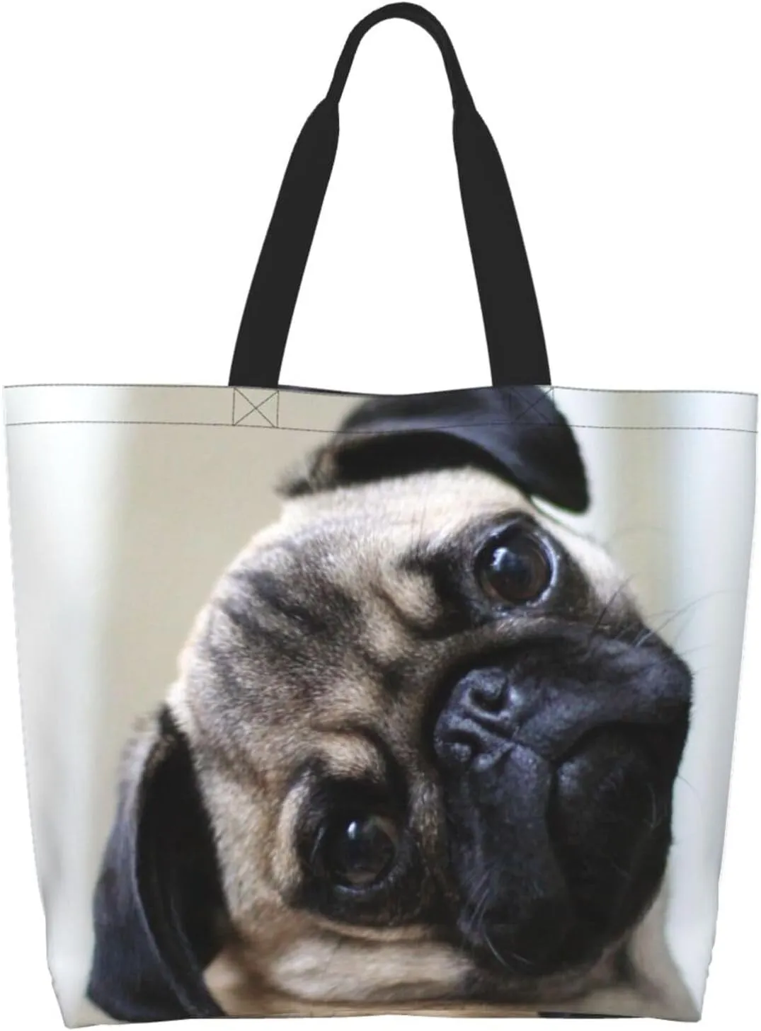 Pug Dog Tote Bag Shopping Bag Portable Handbags Tote Shoulder Bucket Bags for Women