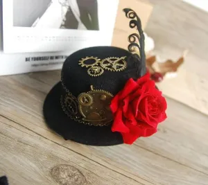 Punk Black Gothic Mini Top Hat
