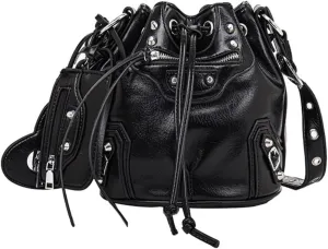 Punk Style Design Bucket PU Leather Crossbody Bag Rivet Motorcycle Shoulder Purses And Handbags Bolsa Feminina