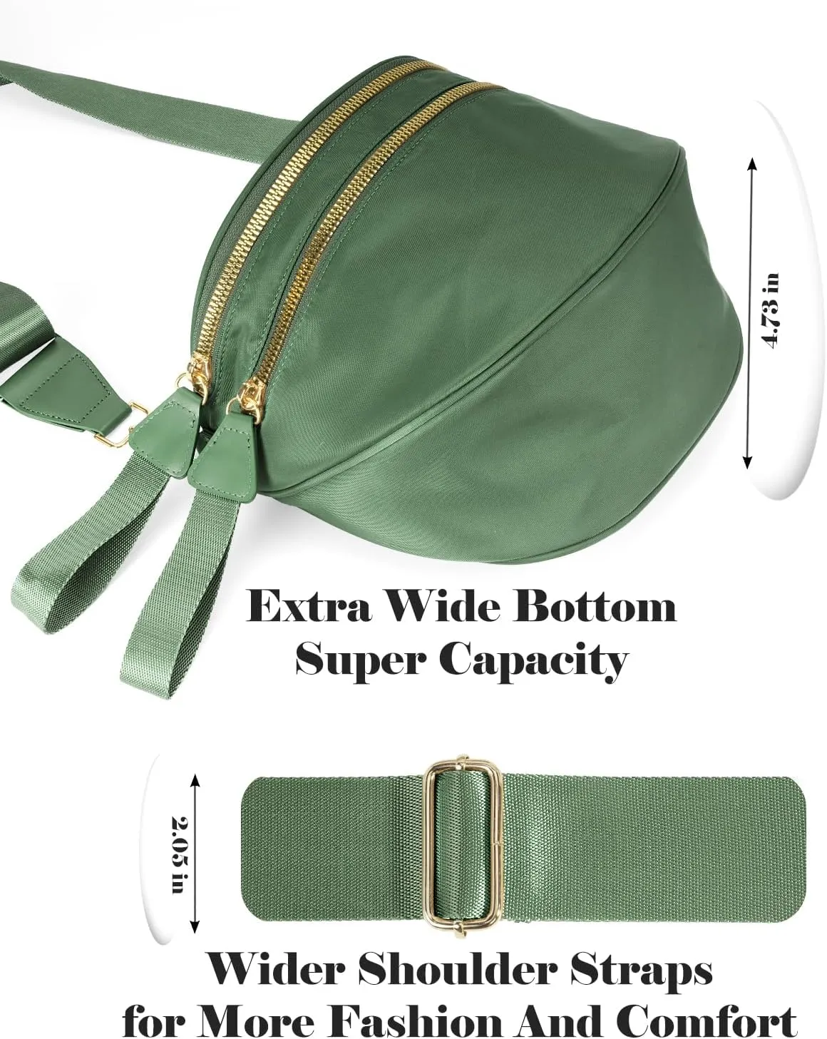 Pure Colour Crossbody Bag Bum Bag for Women,Spacious Purse Fanny Packs Belt Bag,Oversized Bum Bag (Colour Bum Bag-Bean Green)