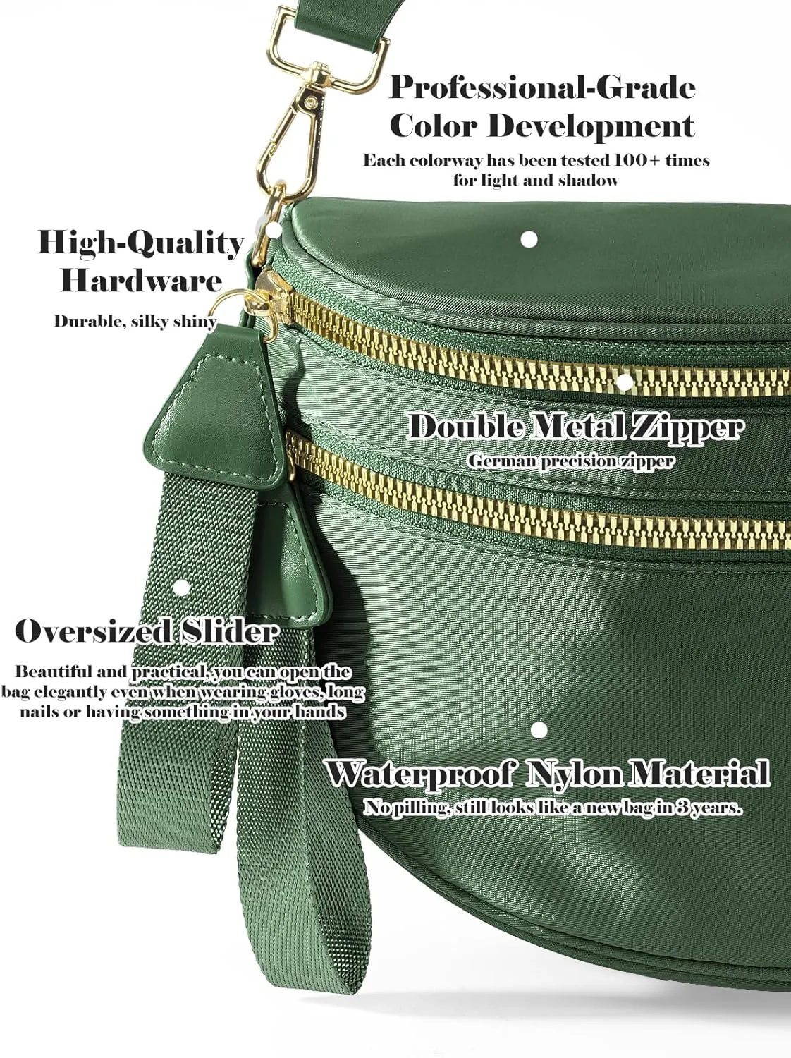 Pure Colour Crossbody Bag Bum Bag for Women,Spacious Purse Fanny Packs Belt Bag,Oversized Bum Bag (Colour Bum Bag-Bean Green)