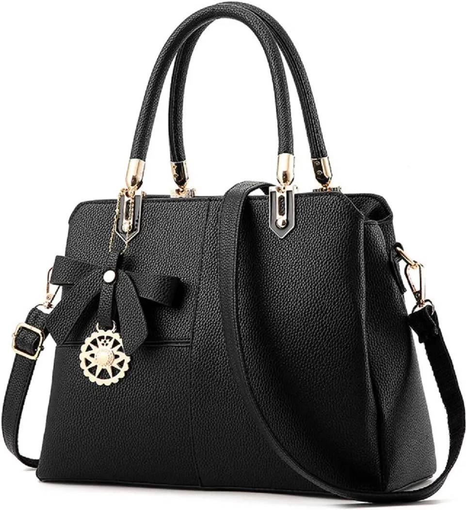 Purses and Handbags for Women Fashion Ladies PU Leather Top Handle Satchel Shoulder Tote Bags With Hardware Pendant