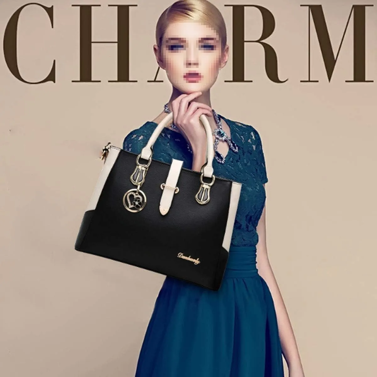 Purses and Handbags for Women Tote Shoulder Crossbody Bags PU Leather Top Handle Satchel with Long Strap Detachable