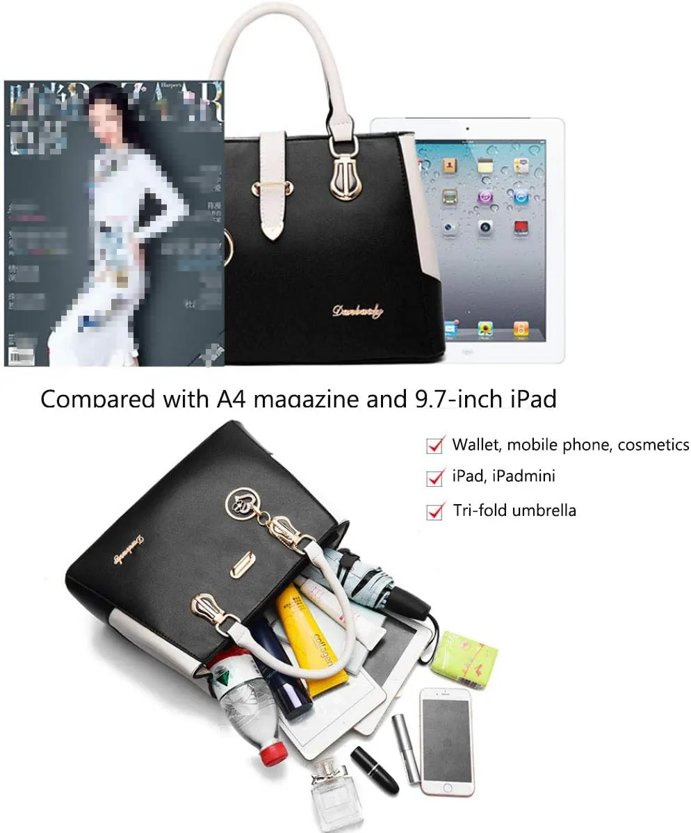 Purses and Handbags for Women Tote Shoulder Crossbody Bags PU Leather Top Handle Satchel with Long Strap Detachable