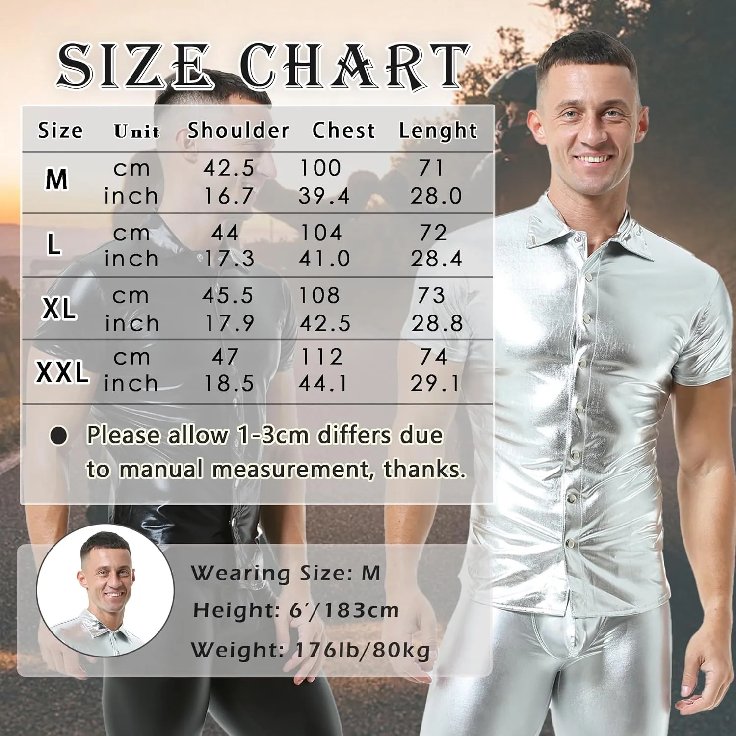 QiaTi Men's Faux Leather Undershirt Slim Fit Sleeveless Tank Top Nightclub Party Round Neck Shirts Muscle Top T-Shirts