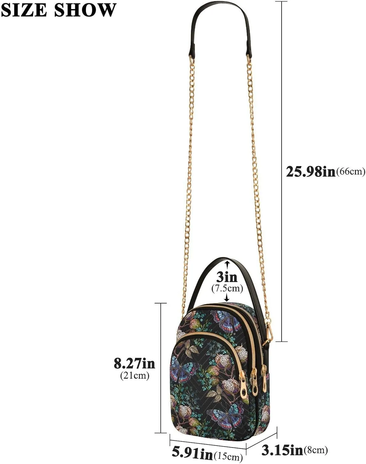 Quilted Crossbody Bags for Women Trendy, Women's Crossbody Handbags Pink Butterfly Travel Cell Phone Purses Bags