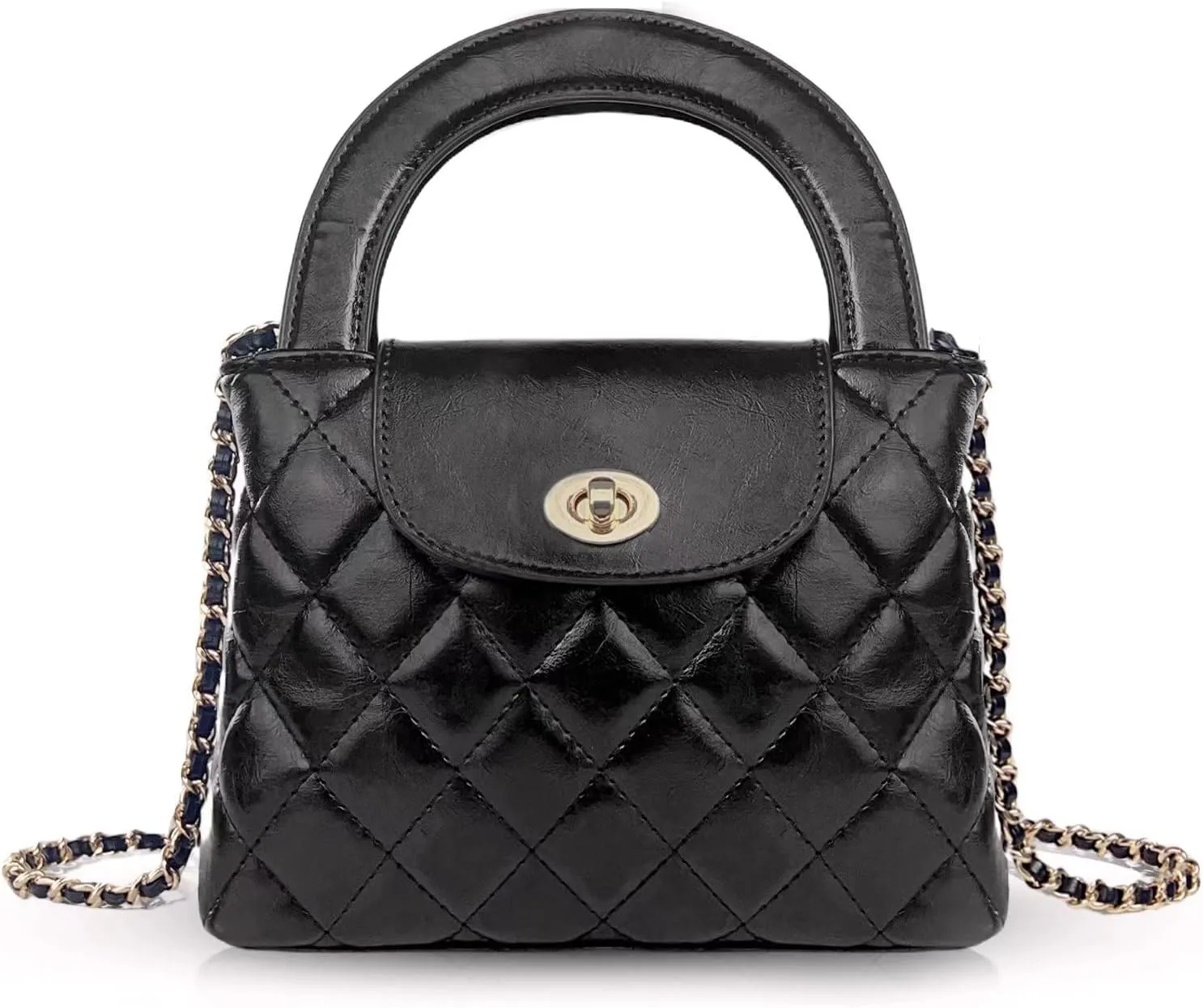 Quilted Crossbody Tote Bags for Women Small Top Handle Purse Trendy Designer Handbag Satchel Tote Shoulder Bag
