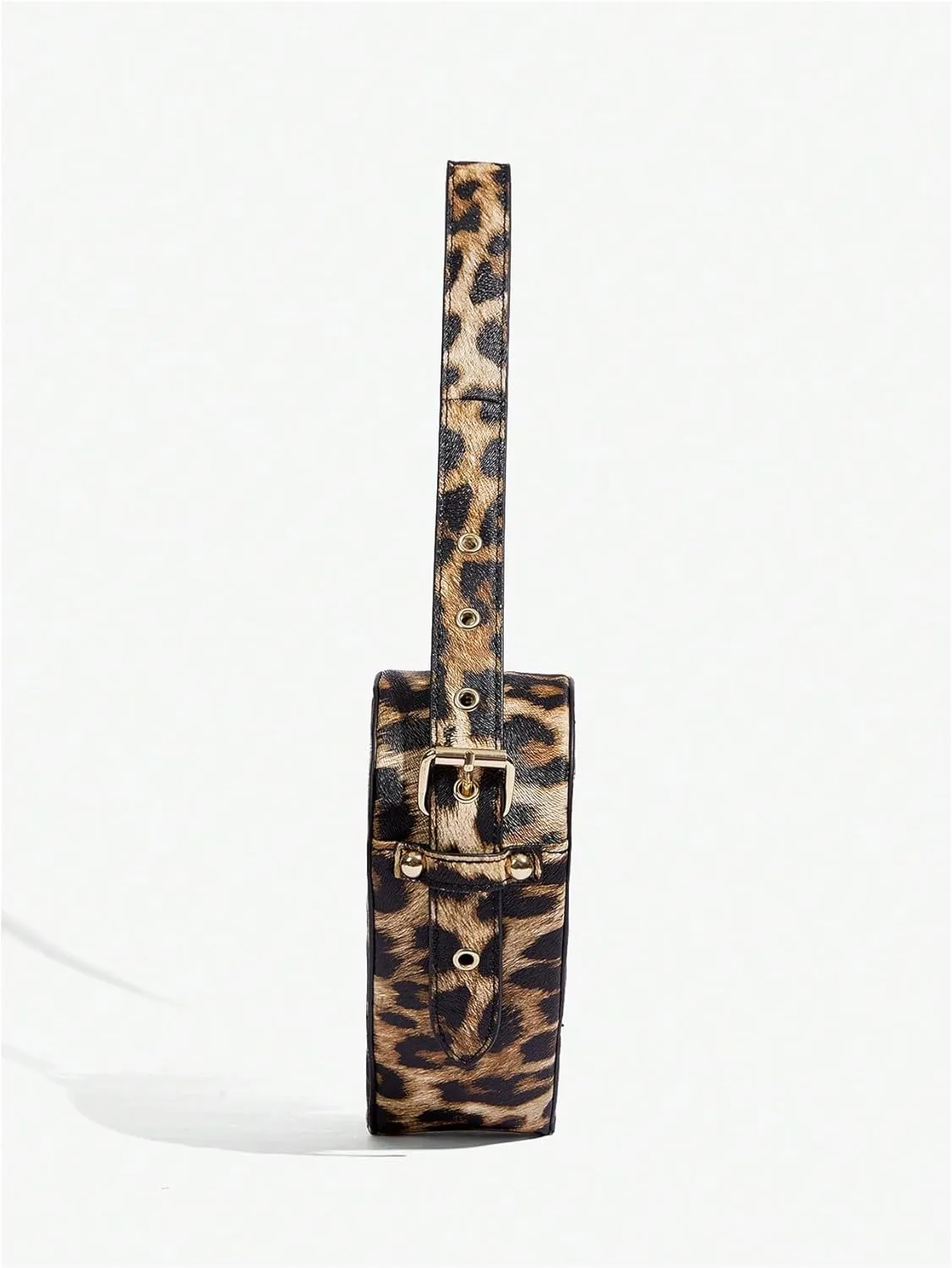 QWINEE Women's Leopard Print Top Handle Y2K Heart Shape Tote Handbag Mini Clutch Purse