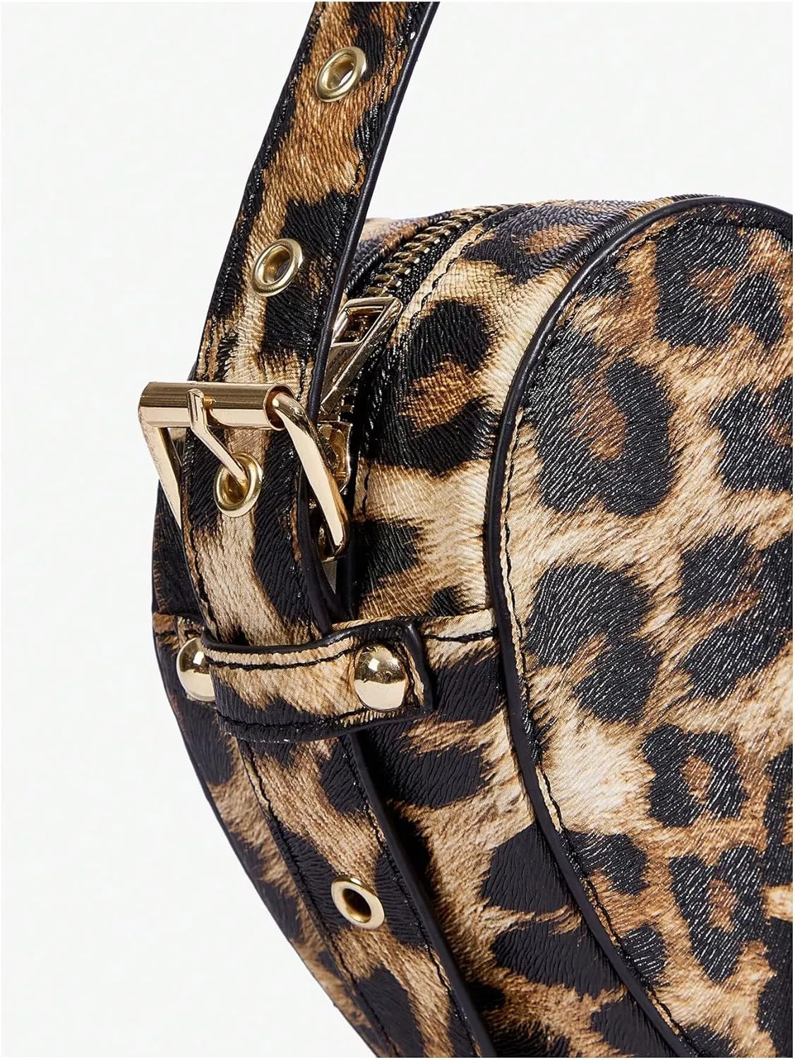 QWINEE Women's Leopard Print Top Handle Y2K Heart Shape Tote Handbag Mini Clutch Purse