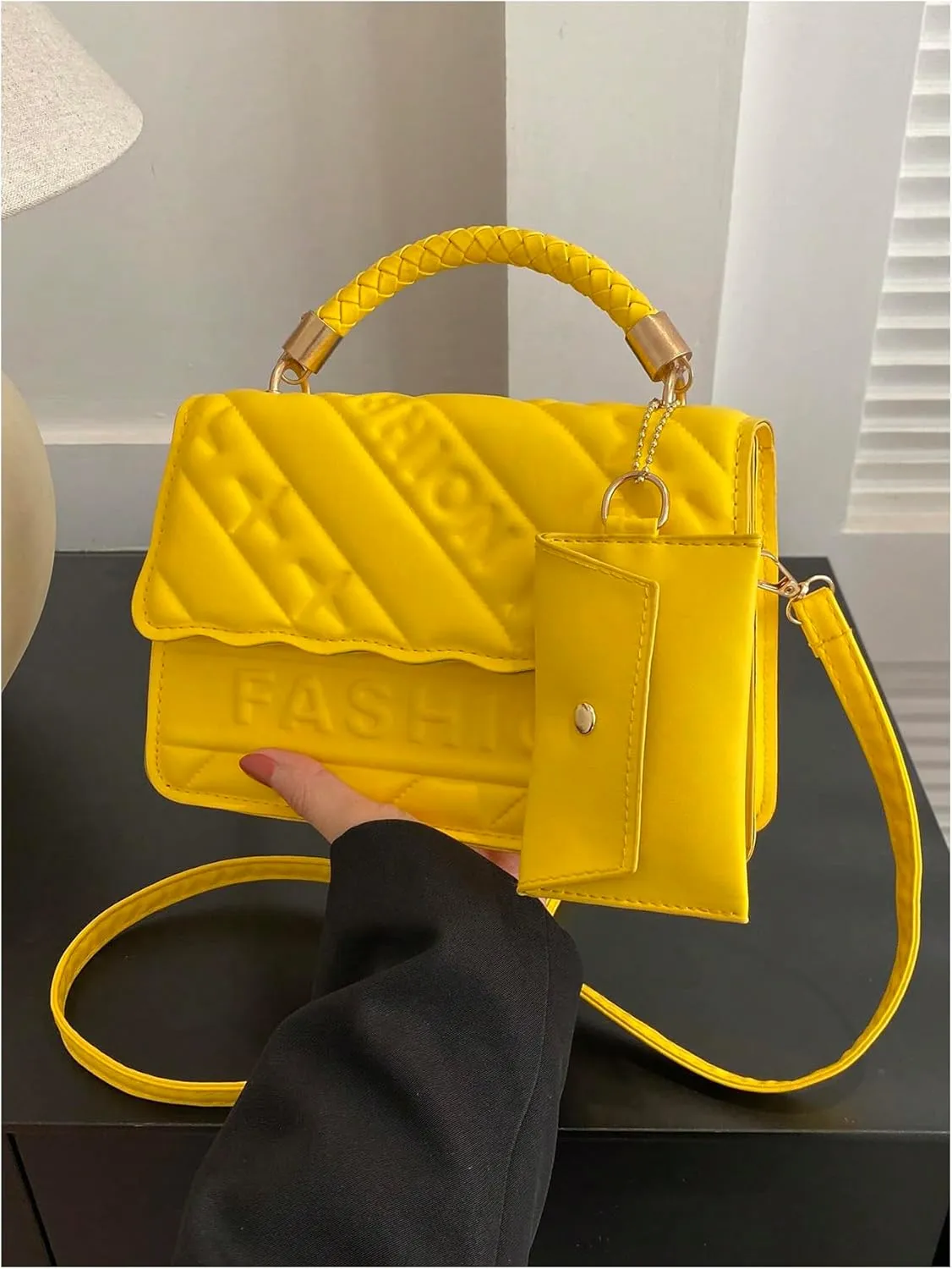 QWINEE Women's Retro Top Handle Leather Crossbody Bag Casual Small Square Bag with Adjustable Strap