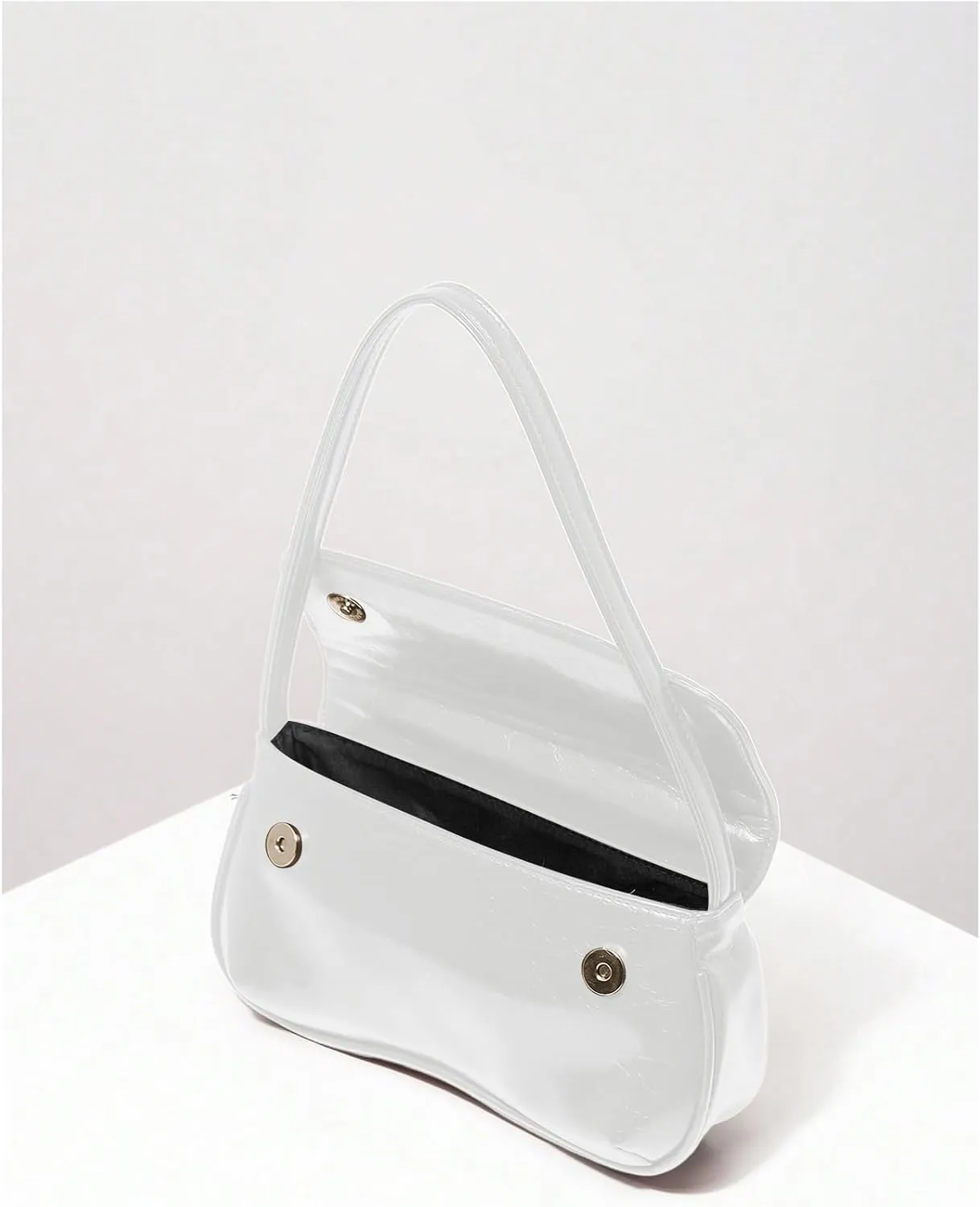 QWINEE Women's Y2K Flap Shoulder Bag PU Leather Handbag Top Handle Square Underarm Bag Hobo Vintage Clutch Purse