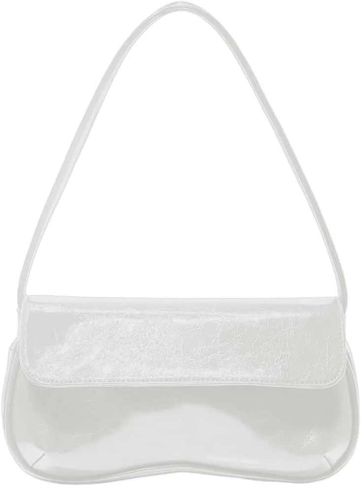 QWINEE Women's Y2K Flap Shoulder Bag PU Leather Handbag Top Handle Square Underarm Bag Hobo Vintage Clutch Purse