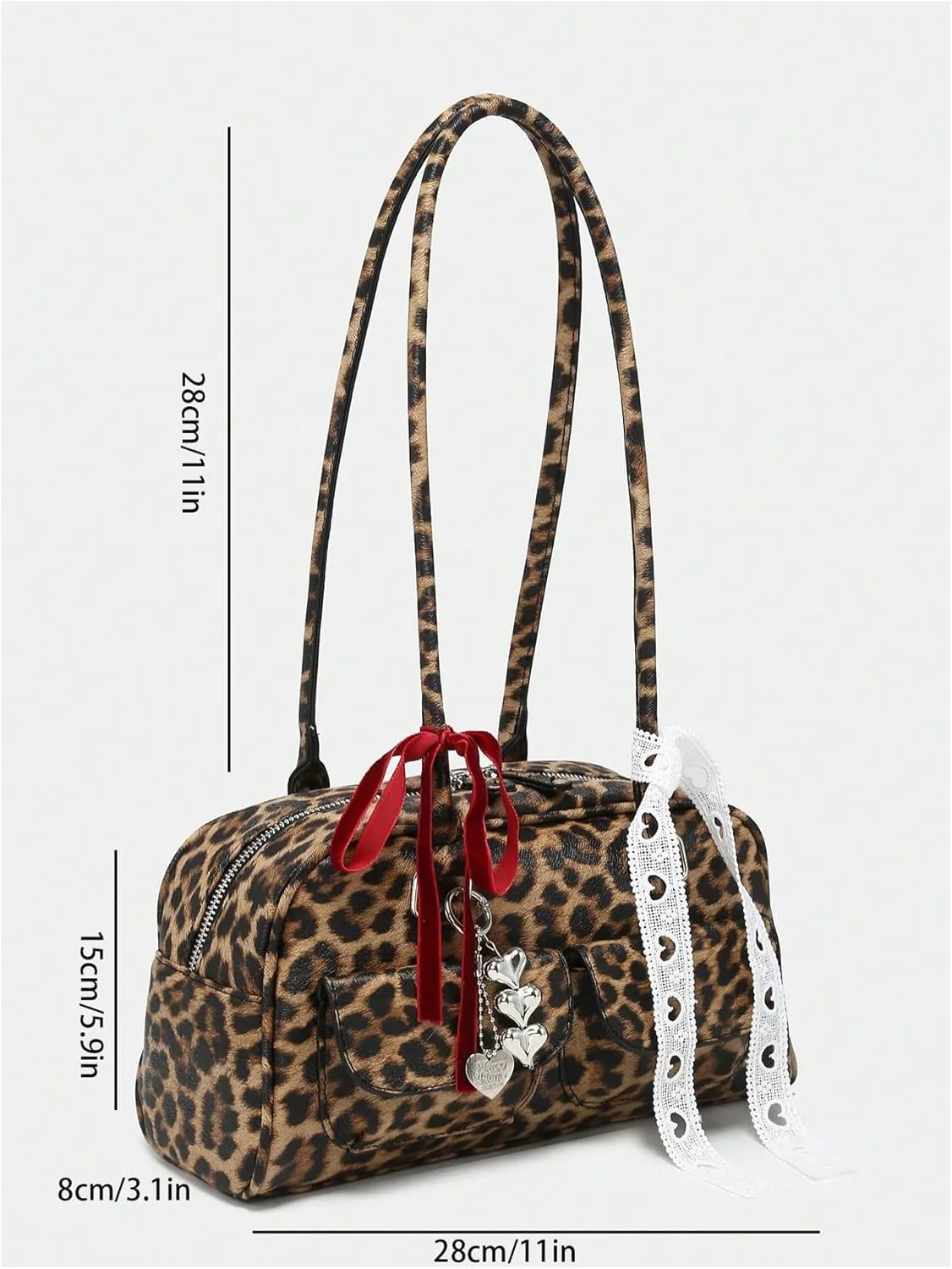 QWINEE Women's Y2K Top Handle Leopard Print Square Bag Vintage Shoulder Handbags