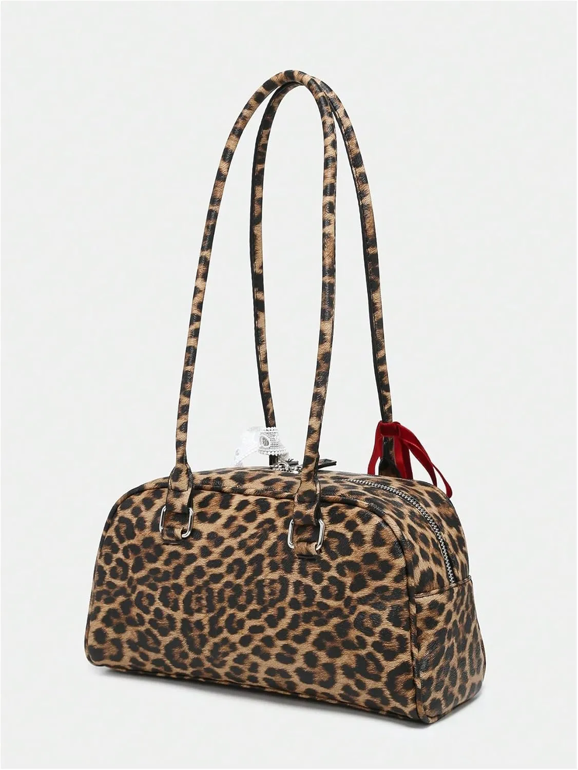 QWINEE Women's Y2K Top Handle Leopard Print Square Bag Vintage Shoulder Handbags