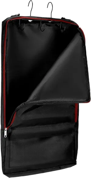 QWORK Bridle Bag with Hooks, Horse Harness Bag, Horse Tack Carry Bag, with 3 Prong Tack Rack, Black