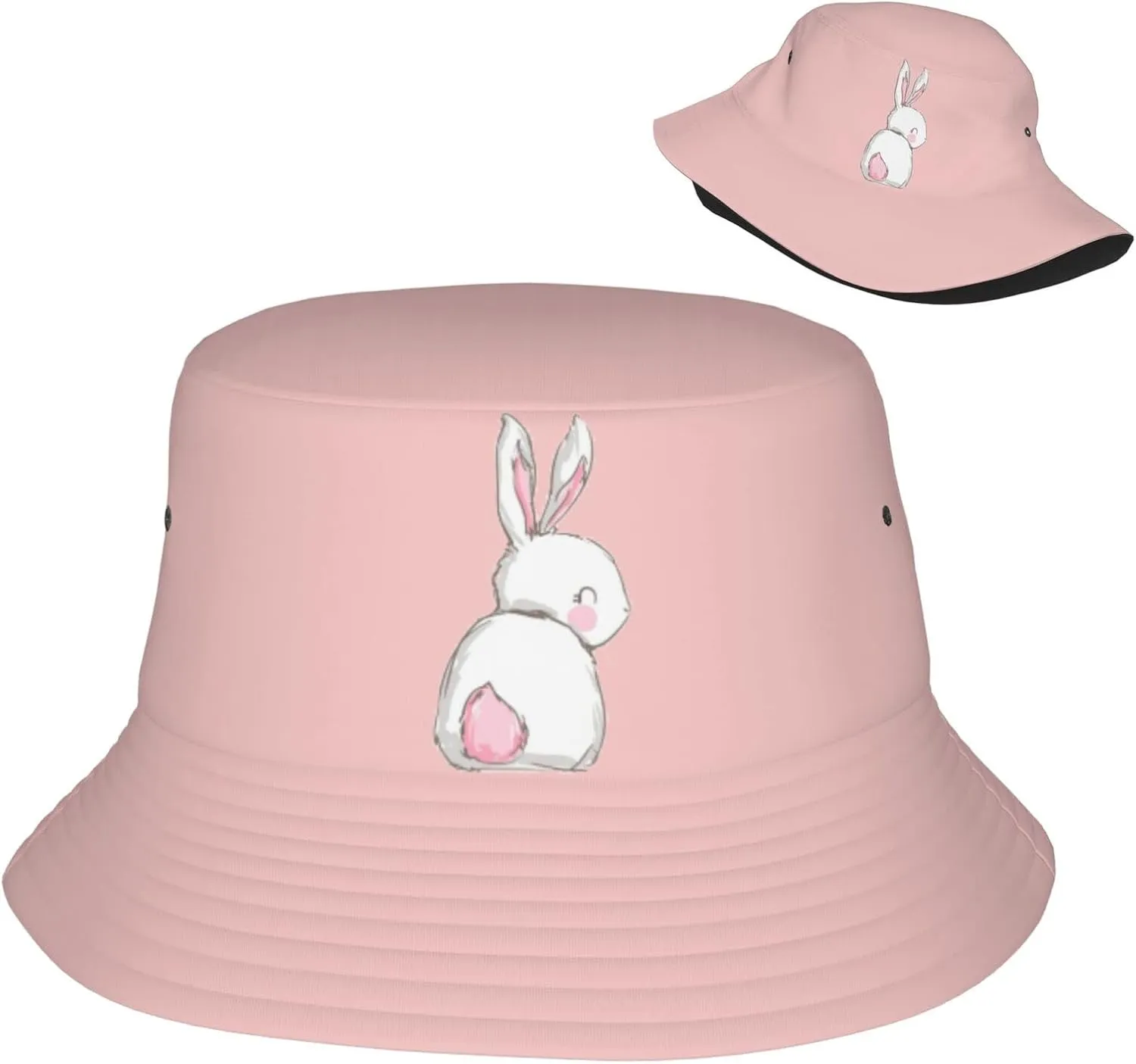 Rabbit Bunny Bucket Hats for Women Summer Sun Beach Travel Outdoor Fishing Cap Unisex Men Hat