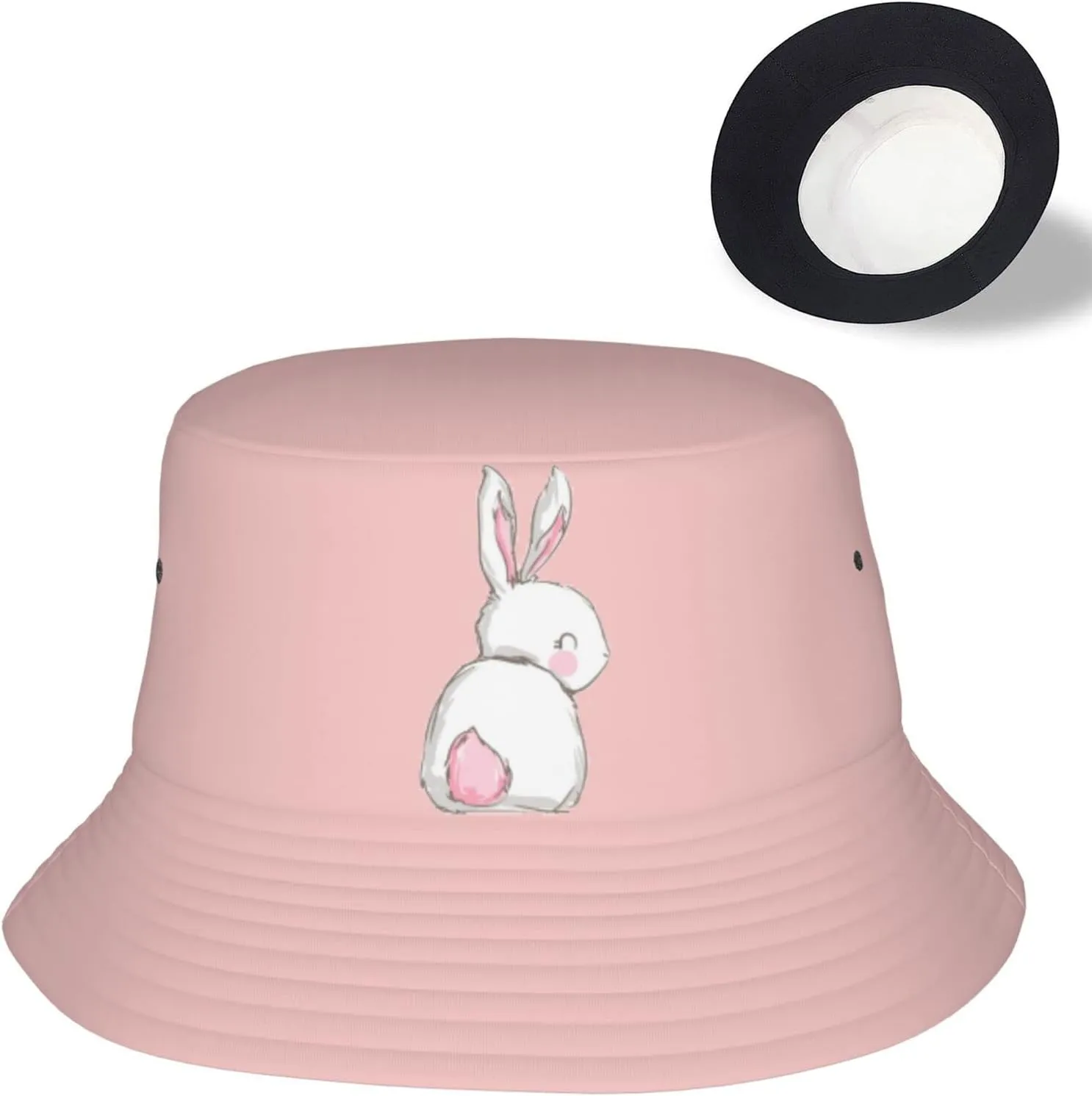 Rabbit Bunny Bucket Hats for Women Summer Sun Beach Travel Outdoor Fishing Cap Unisex Men Hat