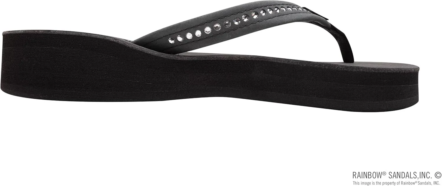 Rainbow Sandals Women's Four Layer Leather Wedge - 3/4" Strap w/Swarovski® Crystals