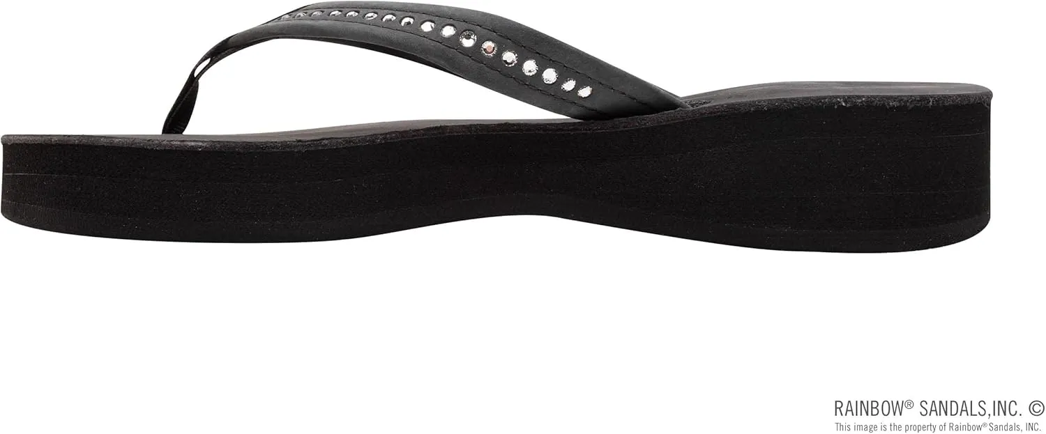 Rainbow Sandals Women's Four Layer Leather Wedge - 3/4" Strap w/Swarovski® Crystals