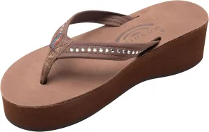 Rainbow Sandals Women's Six Layer Leather Wedge - 3/4" Strap w/Swarovski® Crystals