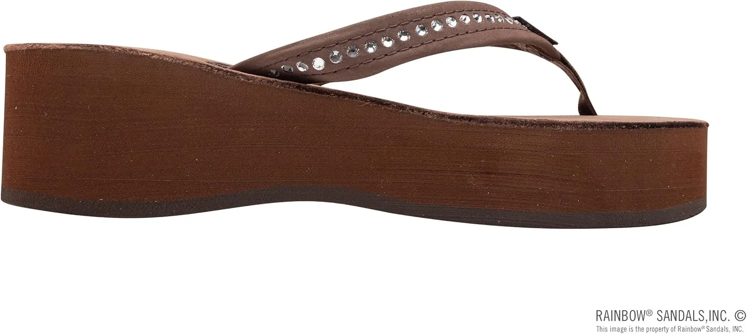 Rainbow Sandals Women's Six Layer Leather Wedge - 3/4" Strap w/Swarovski® Crystals
