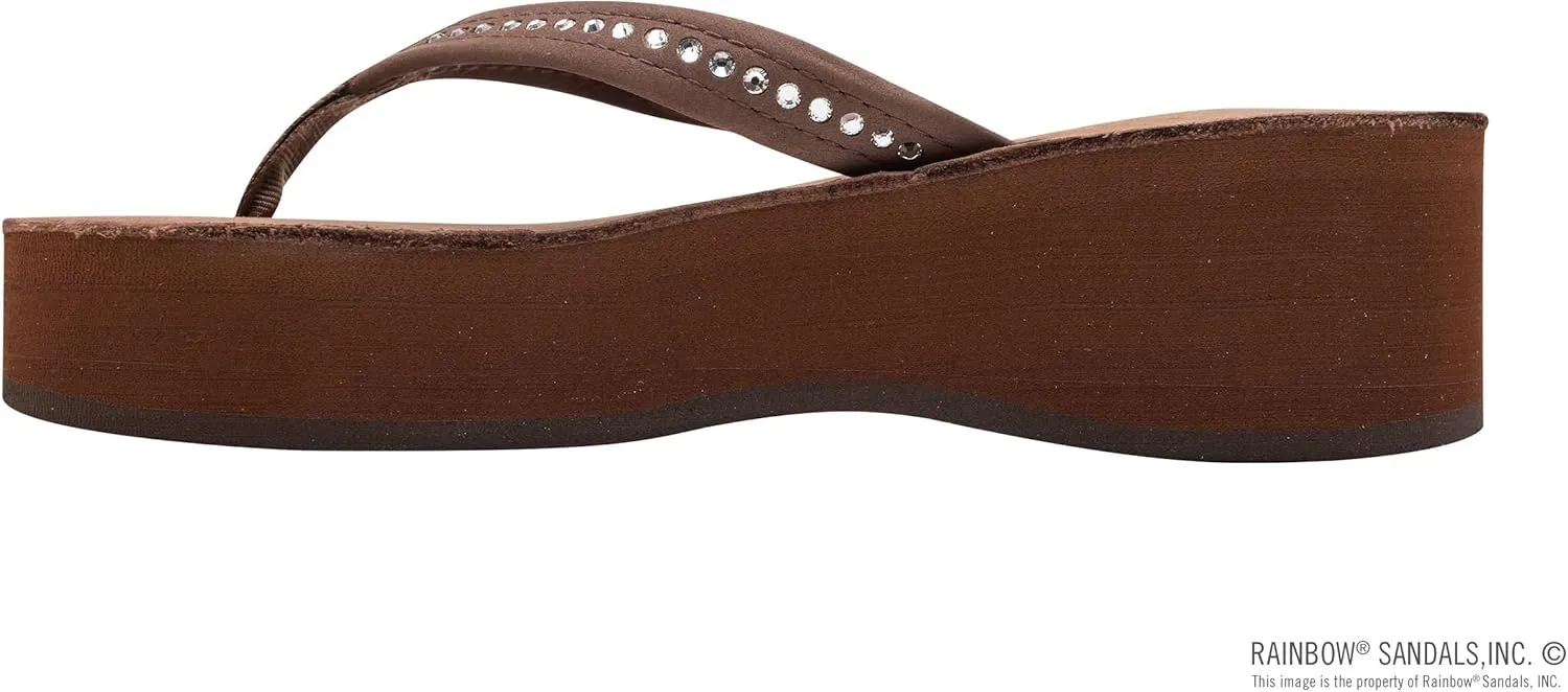 Rainbow Sandals Women's Six Layer Leather Wedge - 3/4" Strap w/Swarovski® Crystals